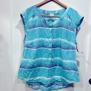 Stripe Cap Sleeve Top